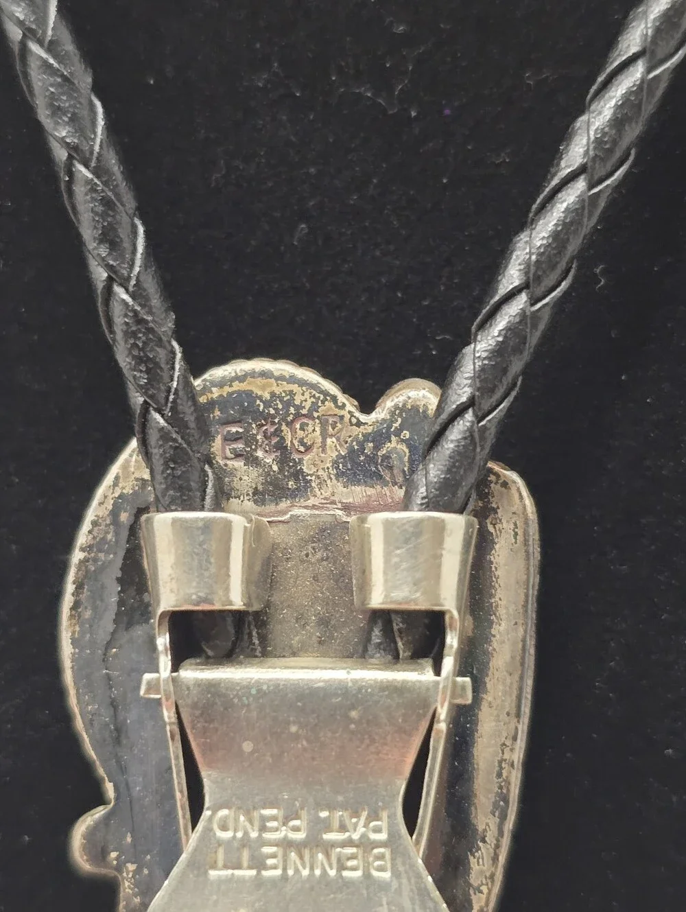 Vintage Native American Signed E&CR Sterling Silver Turquoise & Coral Bolo 36